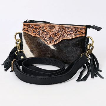 American Darling ADBG403BKW Small Crossbody Hand Tooled Hair-On Genuine Leather Women Bag Western Handbag Purse
